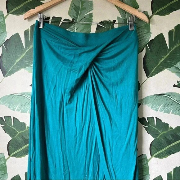 Bisou Bisou Women’s Teal Assymetric Maxi Skirt Medium - Picture 3 of 8